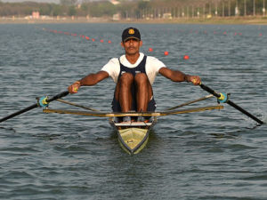 In this photograph taken on May 2, 2016, Indian rower Dattu Bhokanal takes part in a training session at the College of Military Engineering in Pune. Dattu Bhokanal, a rower from a drought-stricken village in dusty western India where residents don't have enough to drink has achieved an improbable feat -- he's qualified for the summer Olympics in Rio. / AFP PHOTO / INDRANIL MUKHERJEE / TO GO WITH AFP STORY Oly-2016-IND-rowing-weather-drought,INTERVIEW